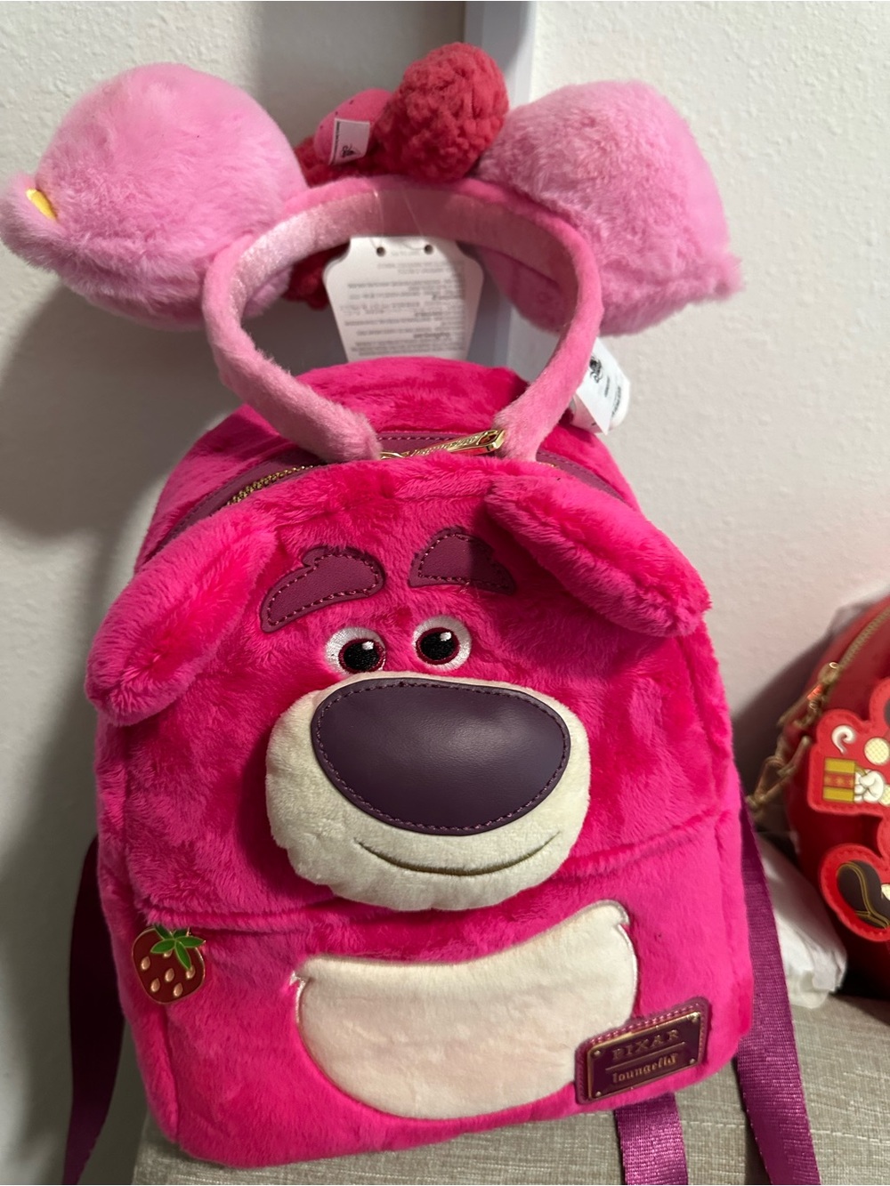 RARE NWT Loungefly Lotso Plush Mini Backpack and Matching Ears